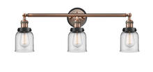 Innovations Lighting 205AC-BPBK-HRBK-G52 - Small Bell 3 Light Mixed Metals Bath Vanity Light Mixed Metals