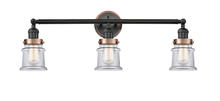 Innovations Lighting 205BK-BPAC-HRAC-G182S - Small Canton 3 Light Mixed Metals Bath Vanity Light Mixed Metals