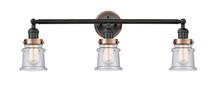 Innovations Lighting 205BK-BPAC-HRAC-G184S - Small Canton 3 Light Mixed Metals Bath Vanity Light Mixed Metals