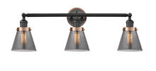 Innovations Lighting 205BK-BPAC-HRAC-G63 - Small Cone 3 Light Mixed Metals Bath Vanity Light Mixed Metals