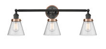 Innovations Lighting 205BK-BPAC-HRAC-G64 - Small Cone 3 Light Mixed Metals Bath Vanity Light Mixed Metals