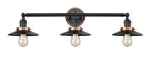 Innovations Lighting 205BK-BPAC-HRAC-M6-BK - Railroad 3 Light Mixed Metals Bath Vanity Light Mixed Metals