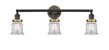 Innovations Lighting 205BK-BPBB-HRBB-G182S - Small Canton 3 Light Mixed Metals Bath Vanity Light Mixed Metals