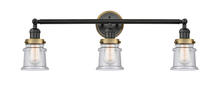 Innovations Lighting 205BK-BPBB-HRBB-G184S - Small Canton 3 Light Mixed Metals Bath Vanity Light Mixed Metals