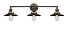 Innovations Lighting 205BK-BPBB-HRBB-M6-BK - Railroad 3 Light Mixed Metals Bath Vanity Light Mixed Metals