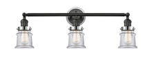 Innovations Lighting 205BK-BPPC-HRPC-G182S - Small Canton 3 Light Mixed Metals Bath Vanity Light Mixed Metals