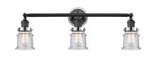 Innovations Lighting 205BK-BPPC-HRPC-G184S - Small Canton 3 Light Mixed Metals Bath Vanity Light Mixed Metals