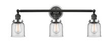 Innovations Lighting 205BK-BPPC-HRPC-G52 - Small Bell 3 Light Mixed Metals Bath Vanity Light Mixed Metals