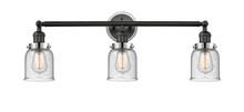 Innovations Lighting 205BK-BPPC-HRPC-G54 - Small Bell 3 Light Mixed Metals Bath Vanity Light Mixed Metals