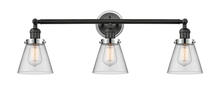 Innovations Lighting 205BK-BPPC-HRPC-G62 - Small Cone 3 Light Mixed Metals Bath Vanity Light Mixed Metals