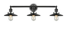 Innovations Lighting 205BK-BPPC-HRPC-M6-BK - Railroad 3 Light Mixed Metals Bath Vanity Light Mixed Metals