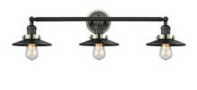 Innovations Lighting 205BK-BPPN-HRPN-M6-BK - Railroad 3 Light Mixed Metals Bath Vanity Light Mixed Metals