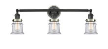 Innovations Lighting 205BK-BPSN-HRSN-G182S - Small Canton 3 Light Mixed Metals Bath Vanity Light Mixed Metals