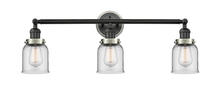 Innovations Lighting 205BK-BPSN-HRSN-G52 - Small Bell 3 Light Mixed Metals Bath Vanity Light Mixed Metals