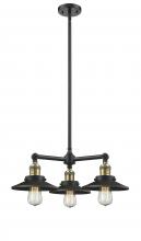 Innovations Lighting 207-BAB-M6 - Railroad - 3 Light - 19 inch - Black Antique Brass - Stem Hung - Chandelier