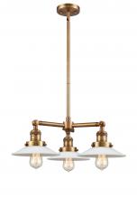 Innovations Lighting 207-BB-G1 - Halophane - 3 Light - 22 inch - Brushed Brass - Stem Hung - Chandelier