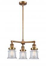 Innovations Lighting 207-BB-G182S - Canton - 3 Light - 18 inch - Brushed Brass - Stem Hung - Chandelier