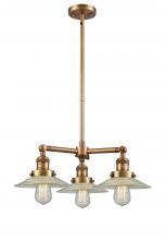 Innovations Lighting 207-BB-G2 - Halophane - 3 Light - 22 inch - Brushed Brass - Stem Hung - Chandelier