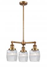 Innovations Lighting 207-BB-G302 - Colton - 3 Light - 18 inch - Brushed Brass - Stem Hung - Chandelier