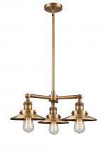 Innovations Lighting 207-BB-M4 - Railroad - 3 Light - 19 inch - Brushed Brass - Stem Hung - Chandelier