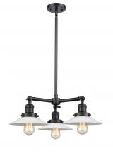 Innovations Lighting 207-BK-G1 - Halophane - 3 Light - 22 inch - Matte Black - Stem Hung - Chandelier