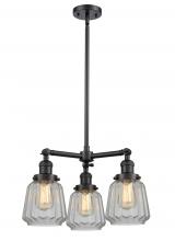 Innovations Lighting 207-BK-G142 - Chatham - 3 Light - 24 inch - Matte Black - Stem Hung - Chandelier