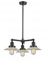 Innovations Lighting 207-BK-G2 - Halophane - 3 Light - 22 inch - Matte Black - Stem Hung - Chandelier