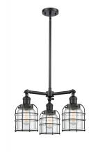 Innovations Lighting 207-BK-G52-CE - Bell Cage - 3 Light - 19 inch - Matte Black - Stem Hung - Chandelier