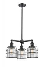 Innovations Lighting 207-BK-G54-CE - Bell Cage - 3 Light - 19 inch - Matte Black - Stem Hung - Chandelier