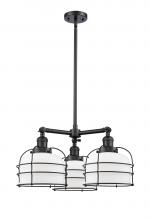 Innovations Lighting 207-BK-G71-CE - Bell Cage - 3 Light - 24 inch - Matte Black - Stem Hung - Chandelier