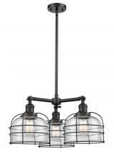 Innovations Lighting 207-BK-G72-CE - Bell Cage - 3 Light - 24 inch - Matte Black - Stem Hung - Chandelier