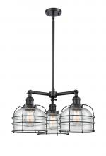 Innovations Lighting 207-BK-G74-CE - Bell Cage - 3 Light - 24 inch - Matte Black - Stem Hung - Chandelier