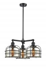 Innovations Lighting 207-BK-G78-CE - Bell Cage - 3 Light - 24 inch - Matte Black - Stem Hung - Chandelier