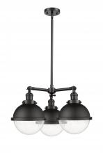 Innovations Lighting 207-BK-HFS-84-BK - Hampden - 3 Light - 22 inch - Matte Black - Stem Hung - Chandelier