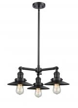 Innovations Lighting 207-BK-M6 - Railroad - 3 Light - 19 inch - Matte Black - Stem Hung - Chandelier