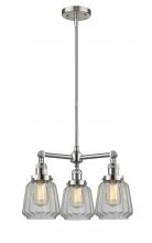 Innovations Lighting 207-SN-G142 - Chatham - 3 Light - 24 inch - Brushed Satin Nickel - Stem Hung - Chandelier