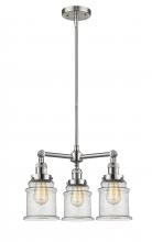 Innovations Lighting 207-SN-G184 - Canton - 3 Light - 18 inch - Brushed Satin Nickel - Stem Hung - Chandelier