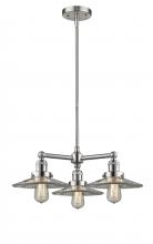 Innovations Lighting 207-SN-G2 - Halophane - 3 Light - 22 inch - Brushed Satin Nickel - Stem Hung - Chandelier