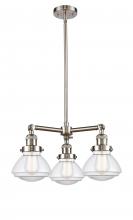 Innovations Lighting 207-SN-G322 - Olean - 3 Light - 19 inch - Brushed Satin Nickel - Stem Hung - Chandelier