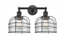  208-BK-G72-CE - Bell Cage - 2 Light - 19 inch - Matte Black - Bath Vanity Light