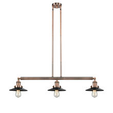 Innovations Lighting 213-AC-M6BK - Railroad - 3 Light - 41 inch - Antique Copper - Stem Hung - Island Light