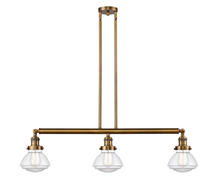 Innovations Lighting 213-BB-G322 - Olean - 3 Light - 39 inch - Brushed Brass - Stem Hung - Island Light