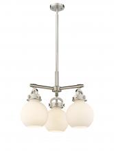 Innovations Lighting 410-3CR-SN-G410-7WH - Newton Sphere - 3 Light - 21 inch - Satin Nickel - Pendant