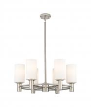 Innovations Lighting 434-6CR-SN-G434-7WH - Crown Point - 6 Light - 24 inch - Satin Nickel - Chandelier