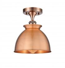 Innovations Lighting 516-1C-AC-M14-AC - Adirondack - 1 Light - 8 inch - Antique Copper - Semi-Flush Mount