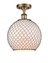 Innovations Lighting 516-1C-BB-G121-10CBK - Farmhouse Chicken Wire - 1 Light - 10 inch - Brushed Brass - Semi-Flush Mount