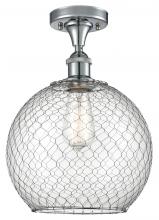 Innovations Lighting 516-1C-PC-G122-10CSN - Large Farmhouse Chicken Wire 1 Light Semi-Flush Mount