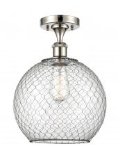 Innovations Lighting 516-1C-PN-G122-10CBK - Large Farmhouse Chicken Wire 1 Light Semi-Flush Mount