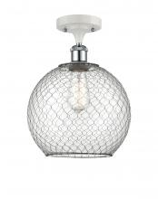 Innovations Lighting 516-1C-WPC-G122-10CBK - Large Farmhouse Chicken Wire 1 Light Semi-Flush Mount