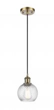 Innovations Lighting 516-1P-AB-G1214-6 - Small Twisted Swirl 1 Light Mini Pendant